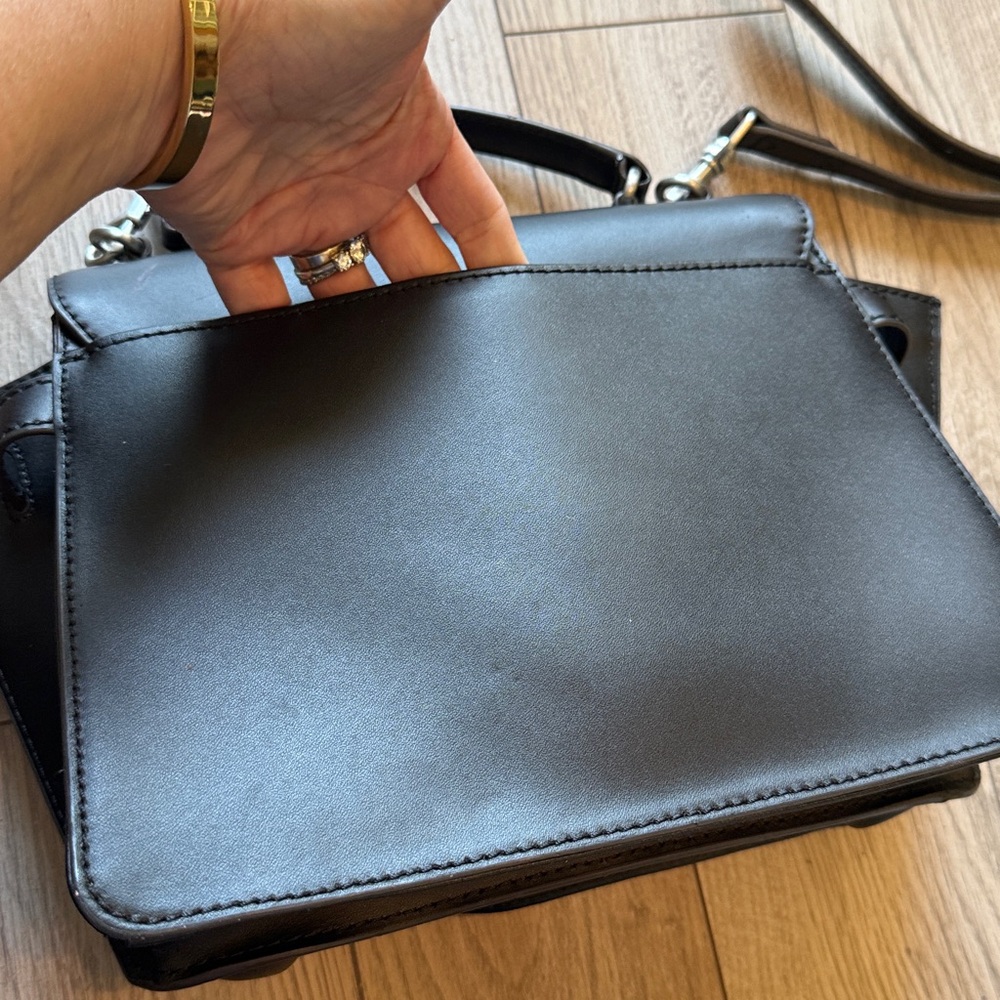 Perfect like new Aimee Kastenberg Phoenix Black Leather Satchel Crossbody Bag - Picture 8 of 9